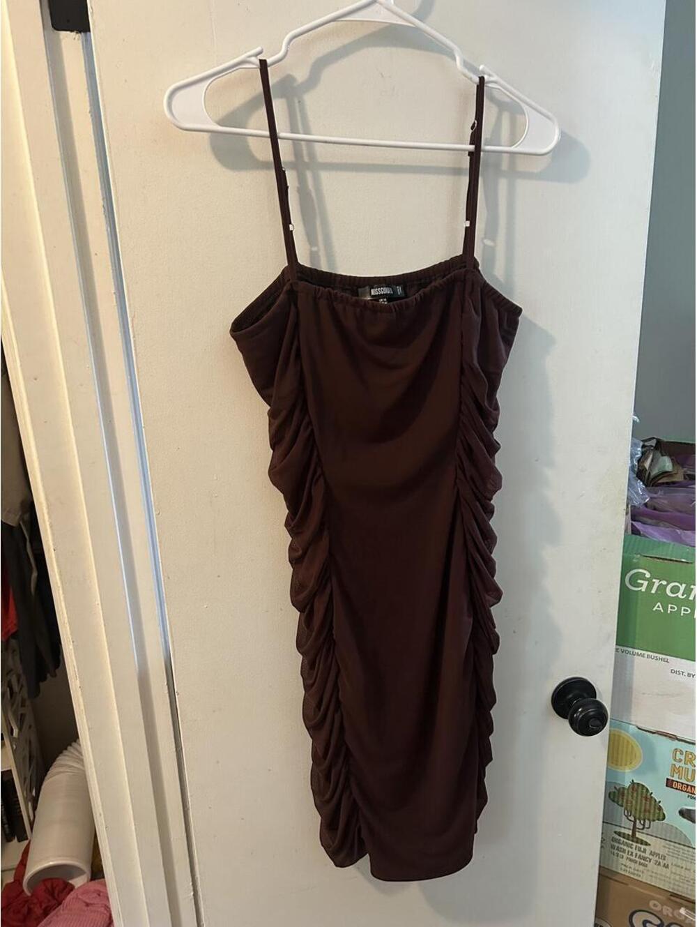 Missguided Brown ruched mini dress from in a US 12